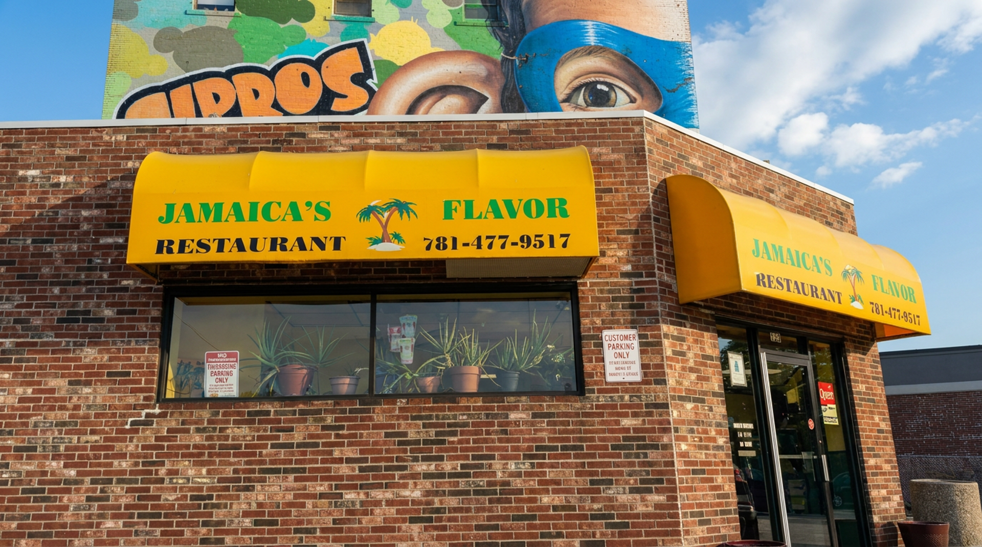 Look for the yellow awning
